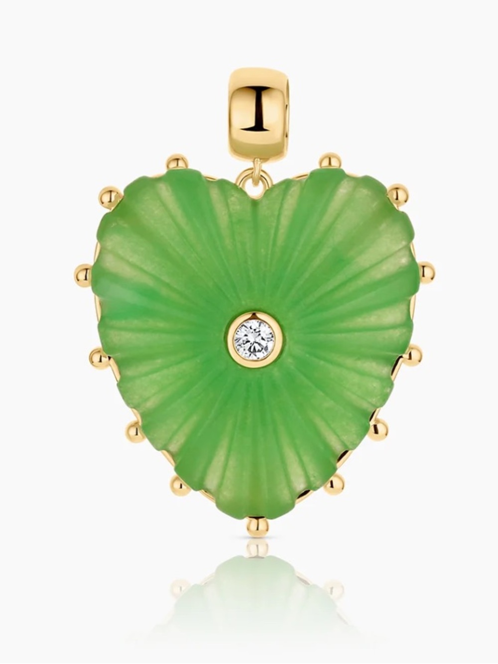 Thatch Light Green Jade Heart Bail Charm